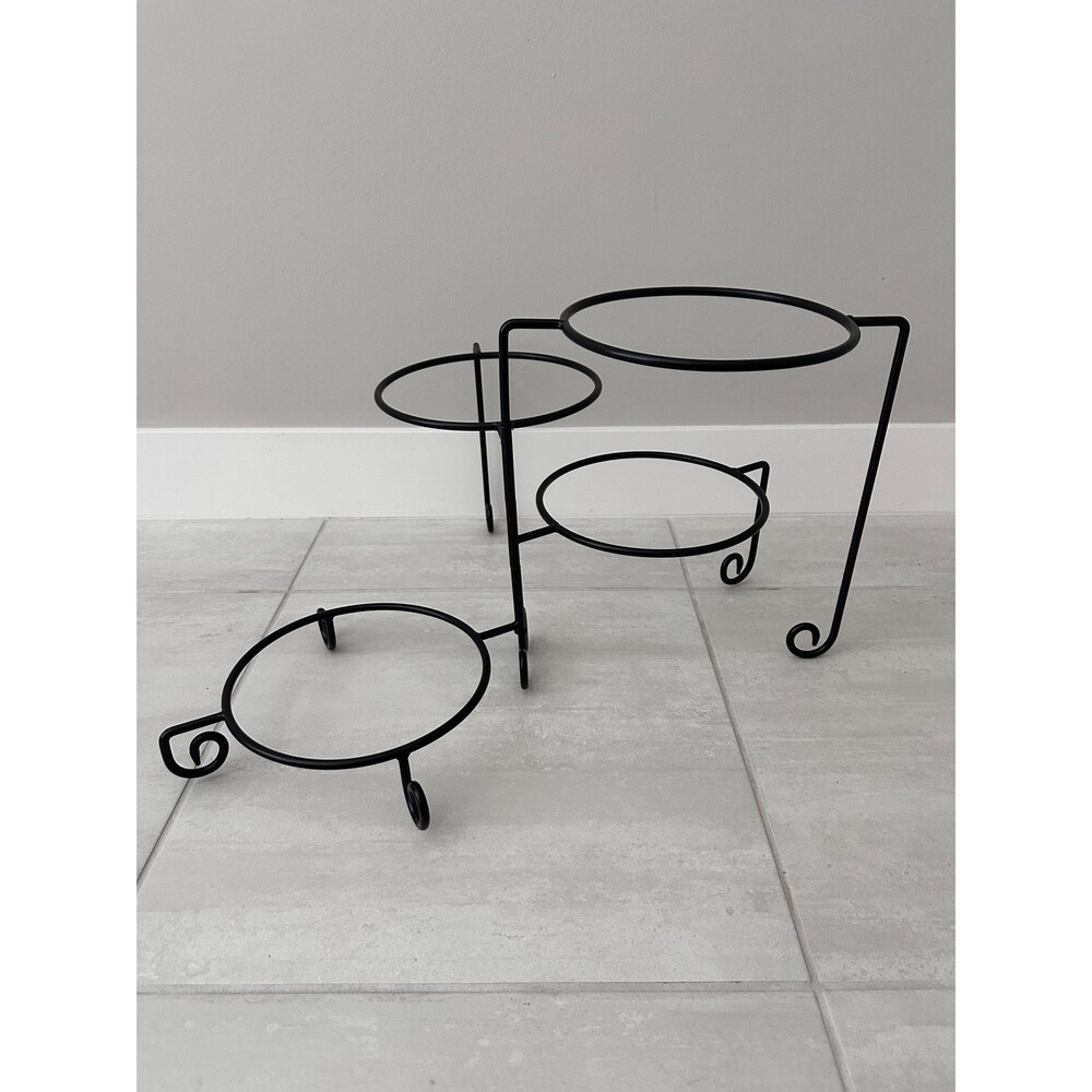 Black Wrought Iron 4-Tier Plant Stand Indoor/Outdoor Succulent Flower Pot Holder
